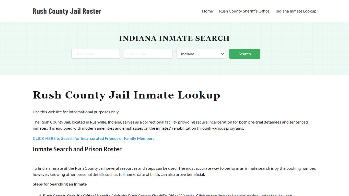 Rush County Jail Roster Lookup, IN, Inmate Search