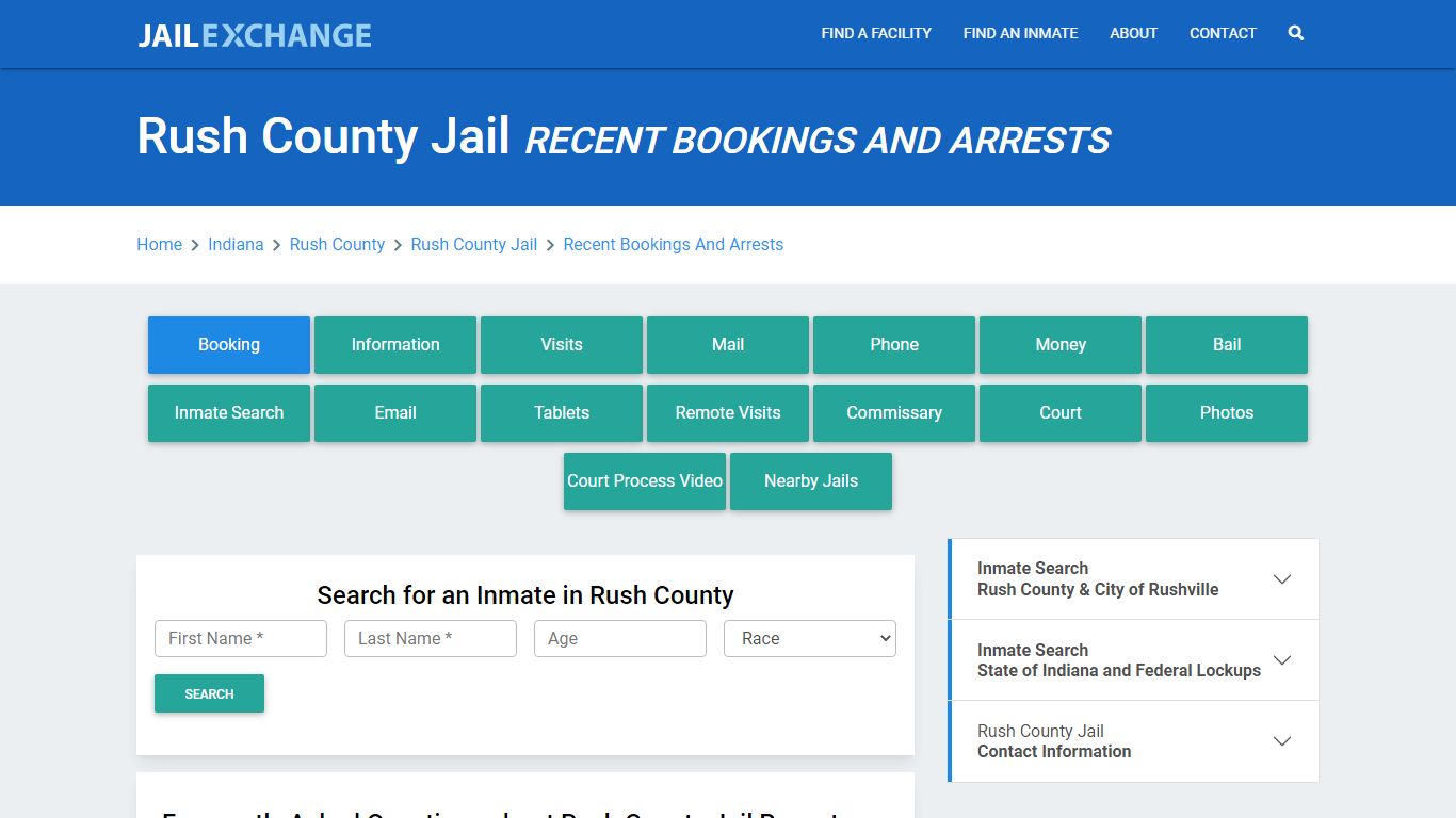 Rush County Jail Recent Bookings And Arrests - Jail Exchange